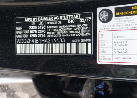 2017 Mercedes-Benz E 300 из США, поврежденный, VIN WDDZF4JB1HA216433